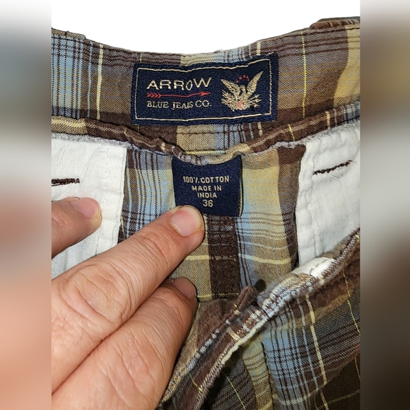 Arrow Blue Jeans Co. Bermuda Shorts Men's Size 36 Blue Plaid - Picture 4 of 7